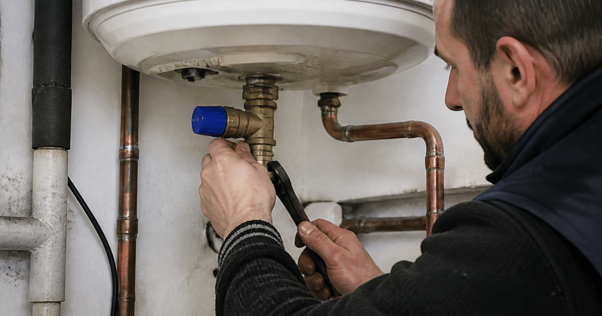 Technicien remplacant groupe securite sous reservoir eau chauffage