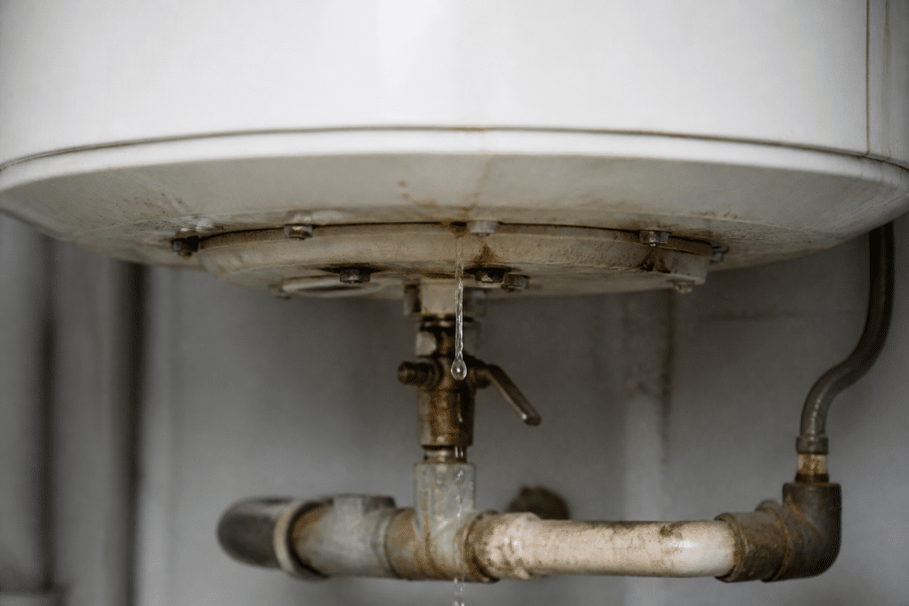 Chauffe-eau avec fuite d'eau sur joint defectueux