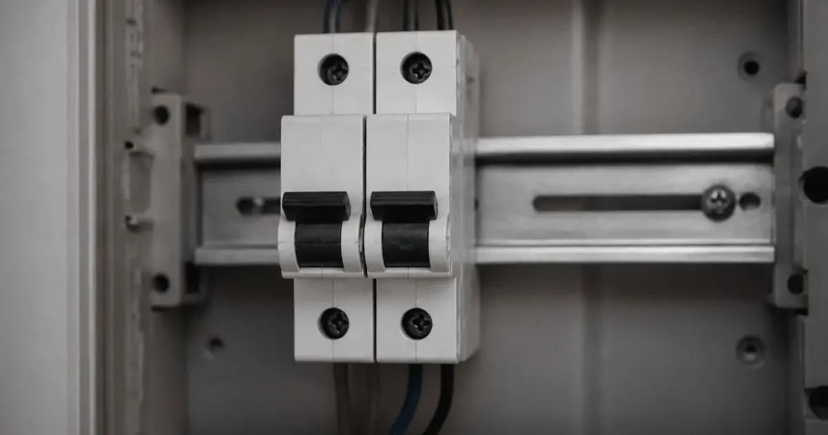 Deux appareils electriques montes cote a cote sur rail DIN