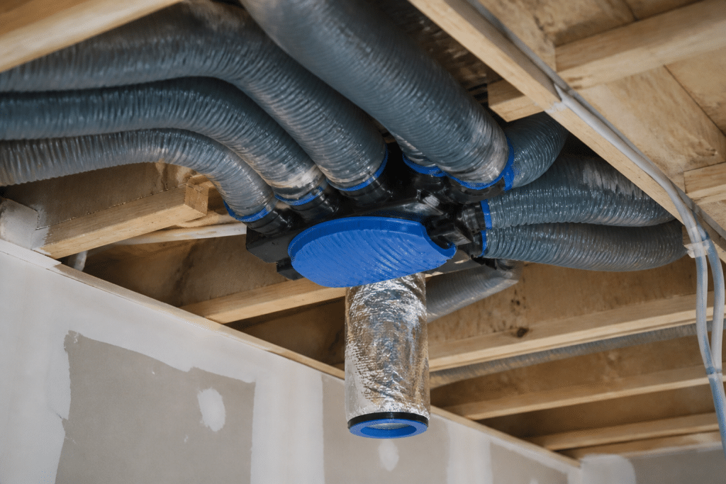 Gaines installation VMC traversant plafond maison