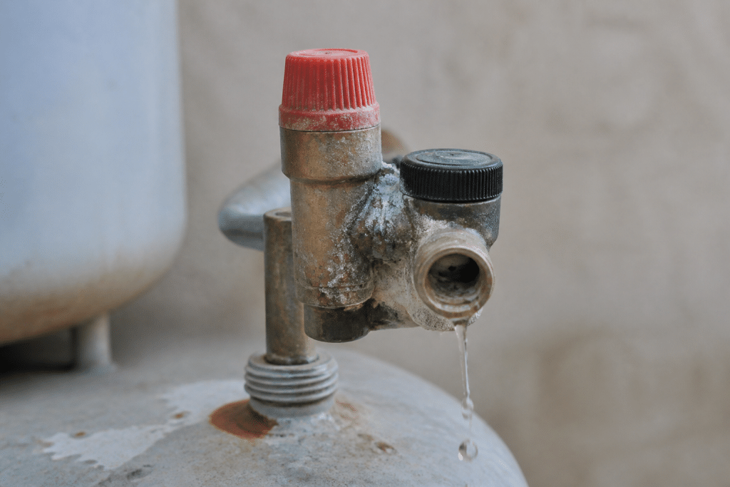 Groupe de securite metallique use avec traces corrosion et fuite