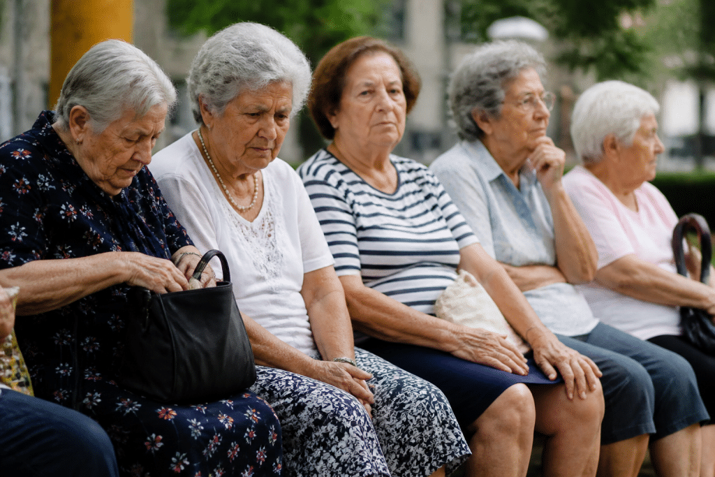 Graphique pyramide montrant femmes plus nombreuses tranches age elevees