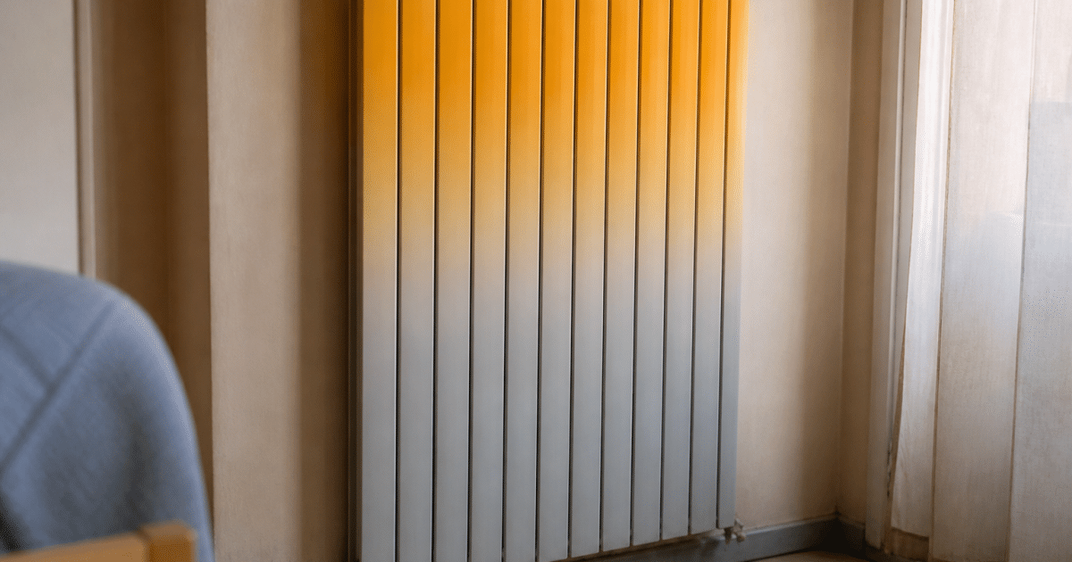radiateur vertical avec zone superieure chaude et inferieure froide
