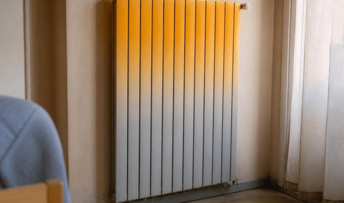 radiateur vertical avec zone superieure chaude et inferieure froide