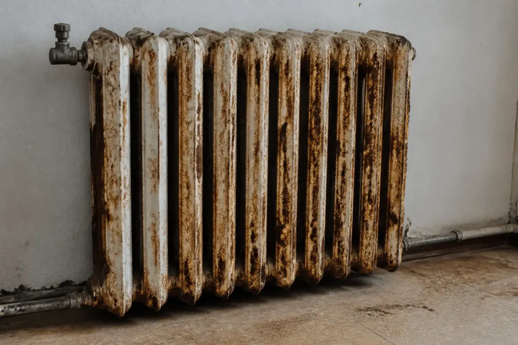 Radiateur metallique rouille avant nettoyage et preparation