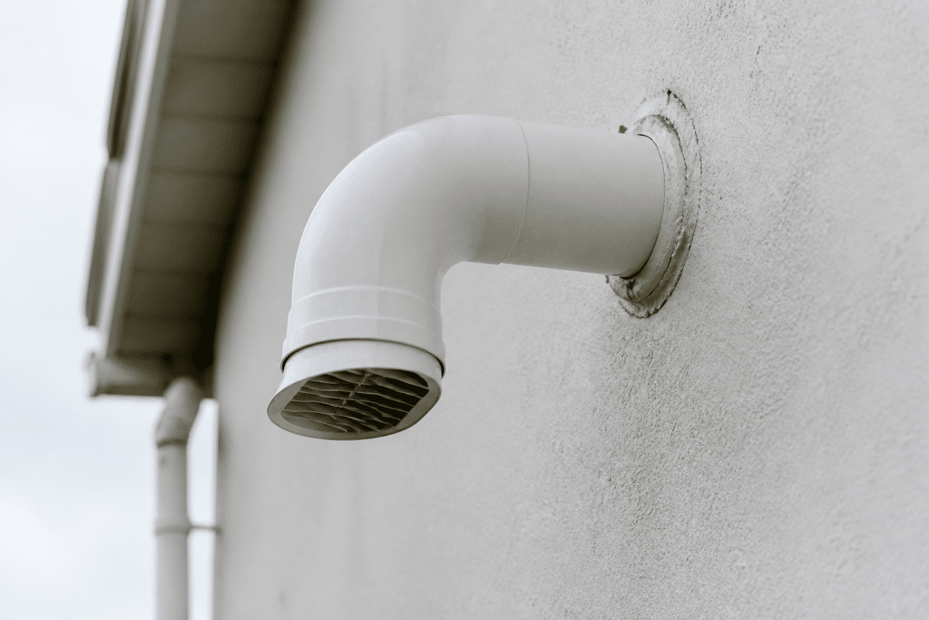 Tuyauterie ventilation traversant mur isolant blanc maison