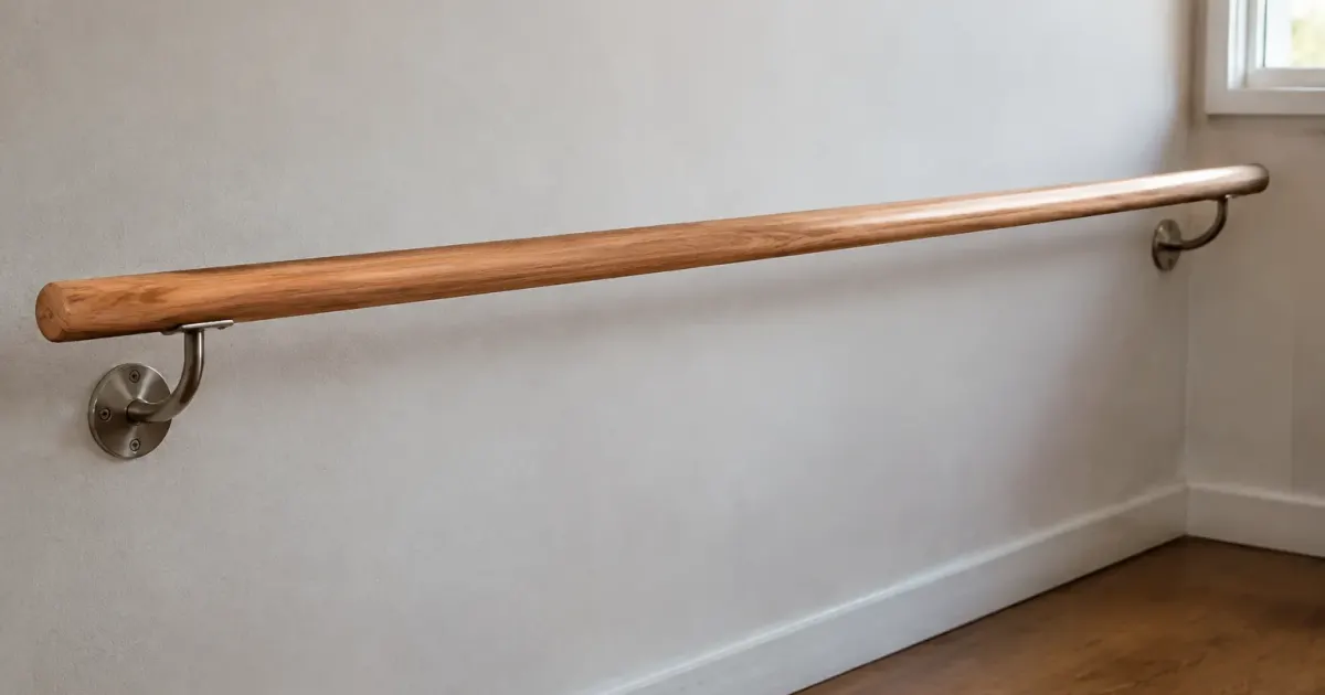 Barre de bois horizontale fixee sur deux supports